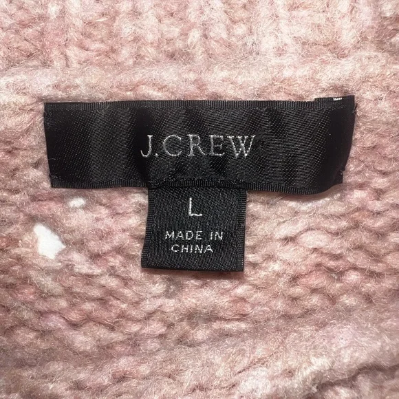 J. Crew Light Pink Pointelle Wool Blend Crew Neck Sweater Sz L - Picture 5 of 13